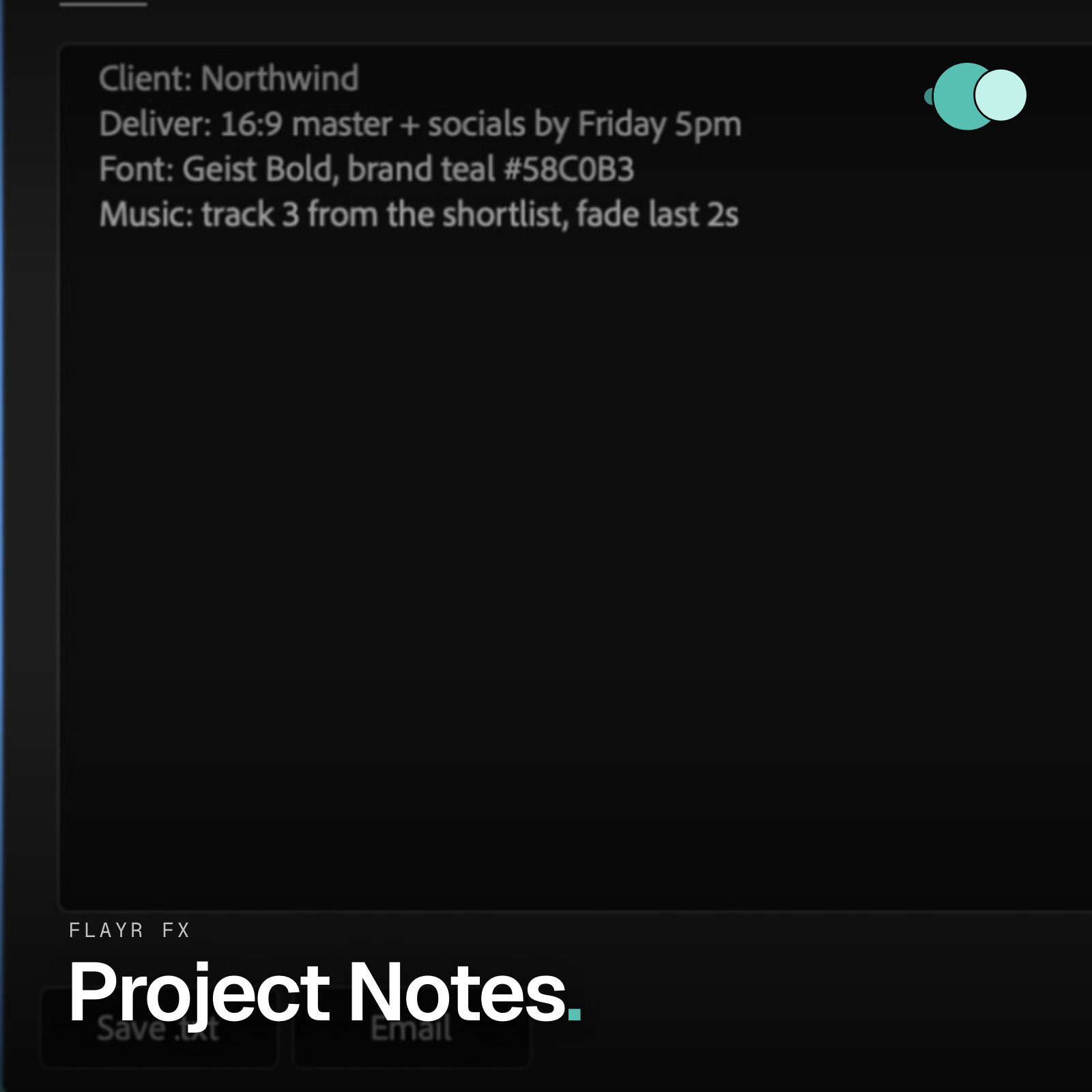 Flayr FX Project Notes logo for the After Effects notes and to-do panel