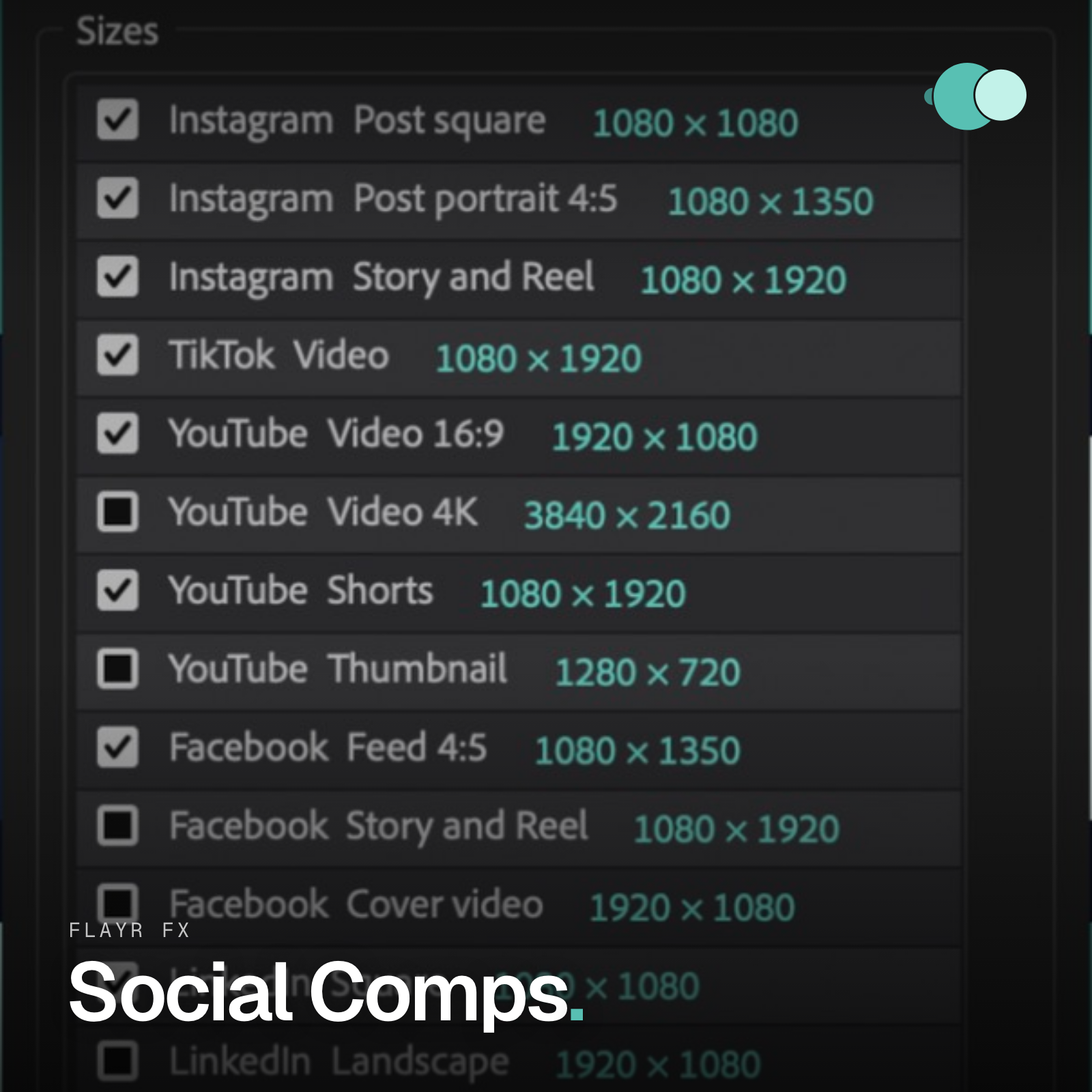 Flayr FX Social Comps logo for the After Effects social media comp maker
