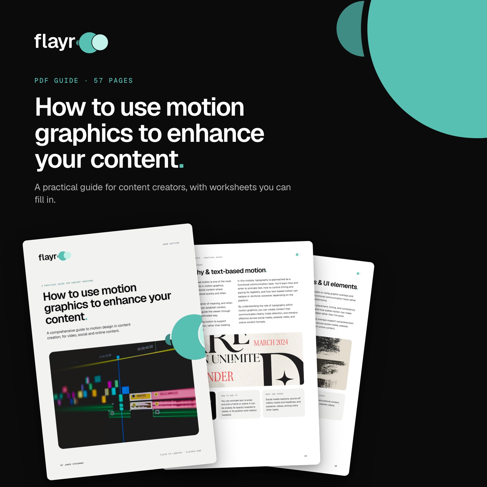How to Use Motion Graphics to Enhance Your Content: the PDF guide's cover and inside pages